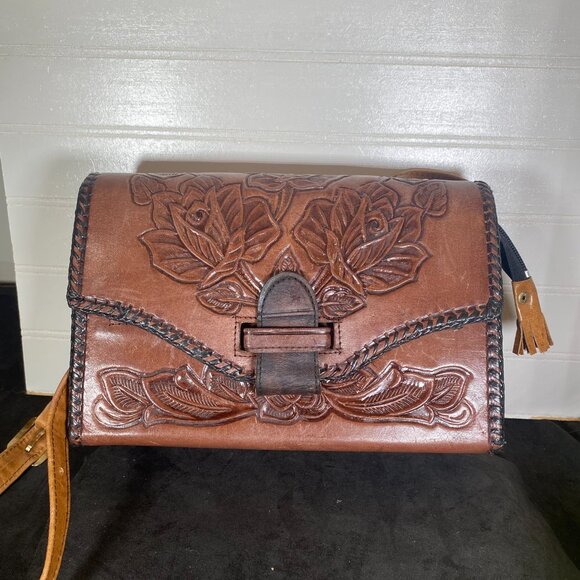 Rare, Vintage Hand Tooled, Medium, Fully Reversible, Mexican Leather Purse , - Picture 4 of 14